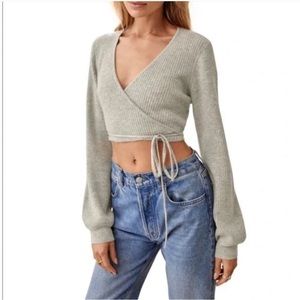 Reformation Remus Cashmere Wrap Sweater Gray S